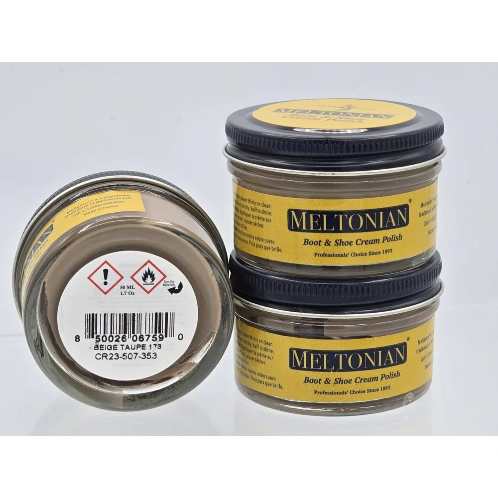 3 Pack - MELTONIAN Shoe Boot Cream Polish‎ Leather Shine Nourishing 50ml - Beige